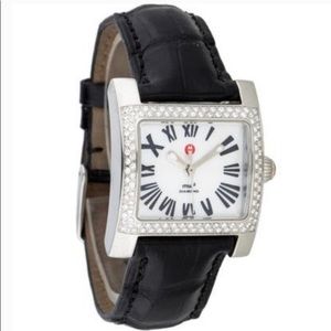 Michele Mw2 quartz watch with pavé diamonds.